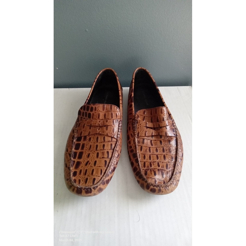 DONALD‎ J. PLINER VINCO 2 Crocodile Print Driving Loafers in Cognac 12 M